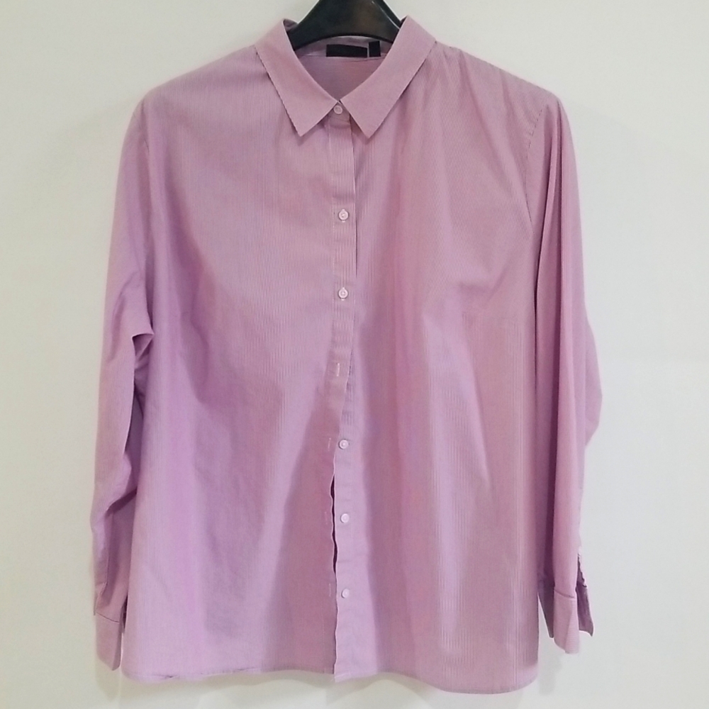 Womens 3X Apt 9 Fitted Button Front Shirt Red and White Stripes